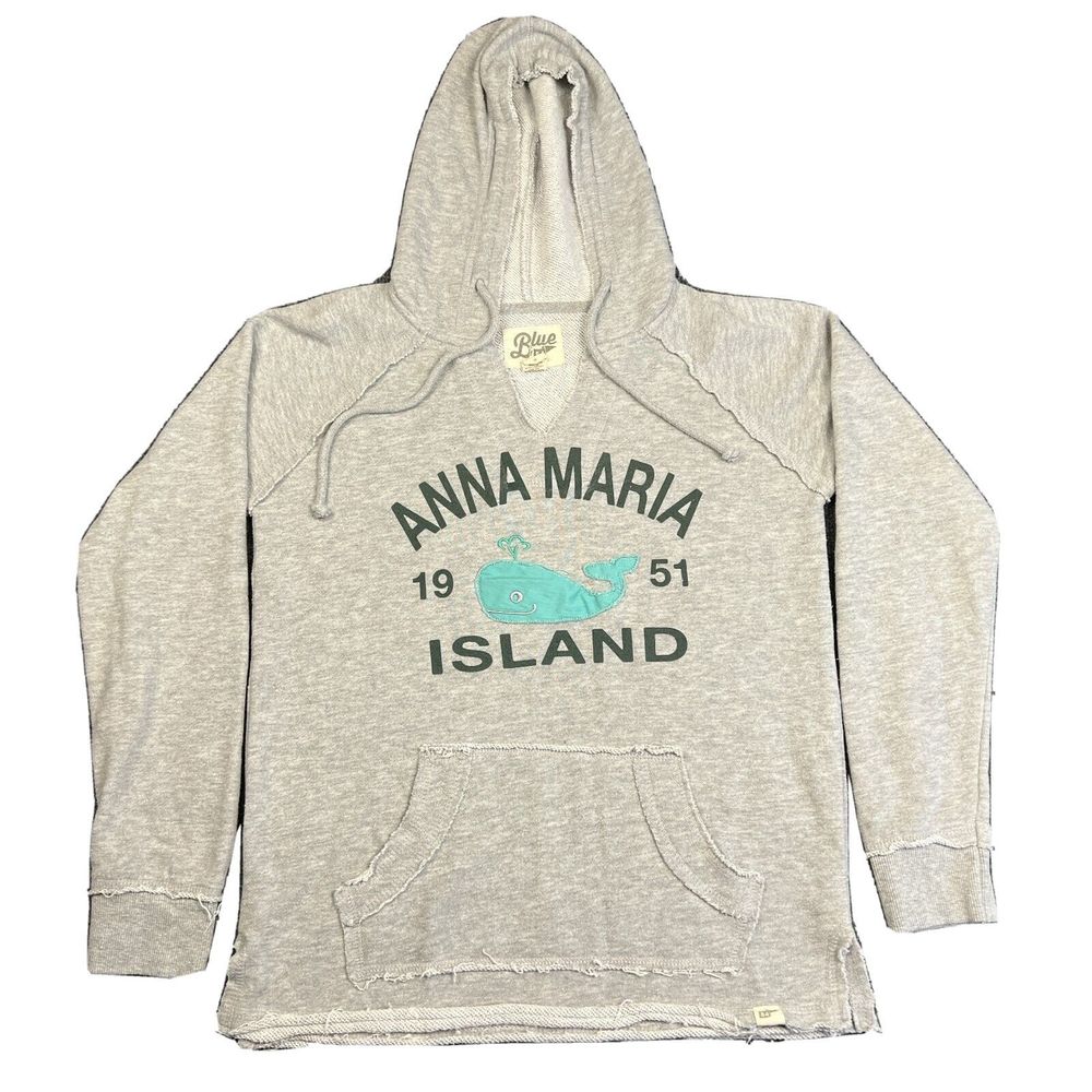 Blue 84 Anna Maria Island Big Whale Hoodie Womens Medium Pullover Sweatshirt